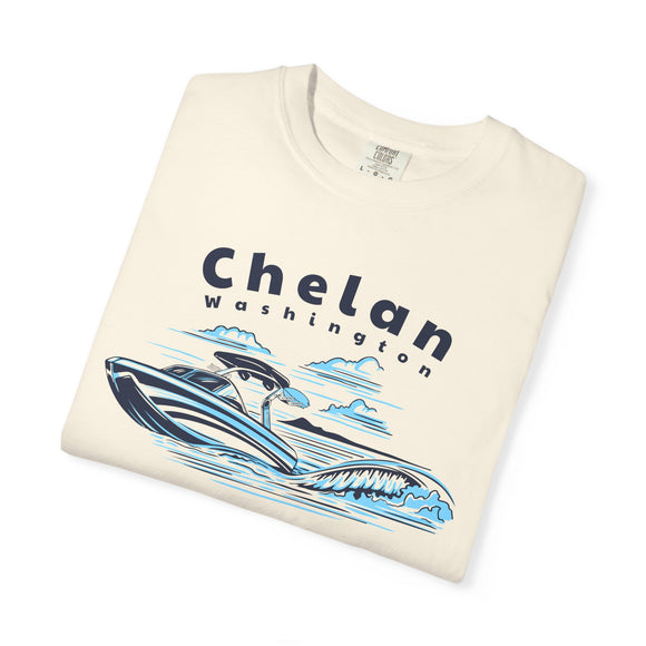 Chelan, Washington T-Shirt, Comfort Colors 100% Cotton Wakeboard Boat Tee