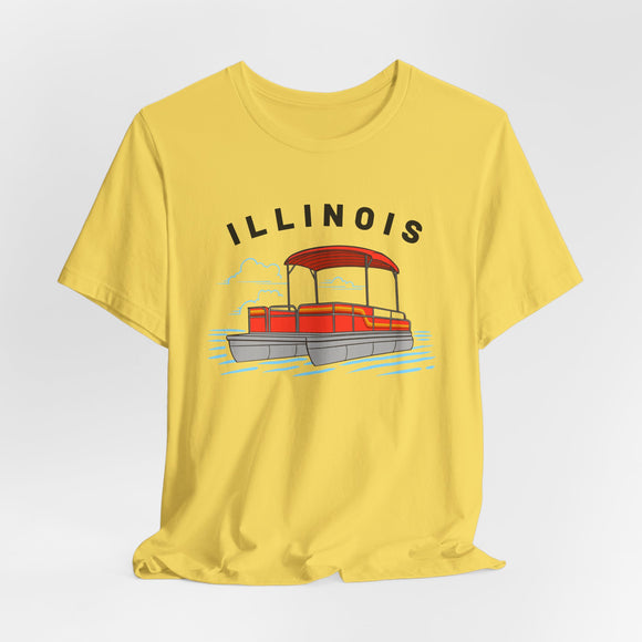 Illinois T Shirt - Retro Pontoon Boat Illinois Tee