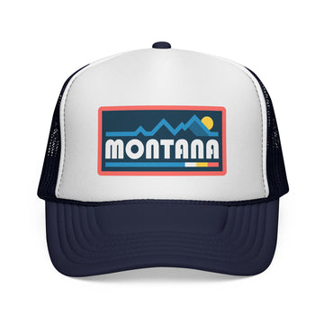 Buy dark-navy Montana Retro Mountains Trucker Hat - Vintage Style Montana Cap