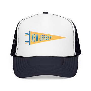 Buy navy-white-navy New Jersey Pennant Trucker Hat — Retro Flag Foam Cap