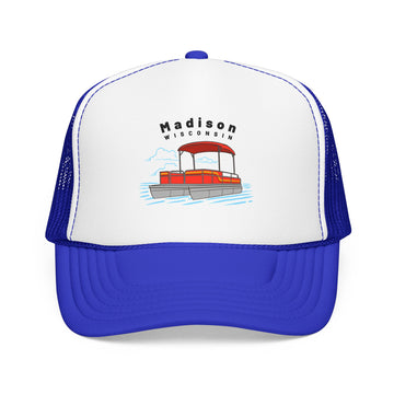 Buy royal-white-royal Madison, Wisconsin Trucker Hat - Pontoon Boat