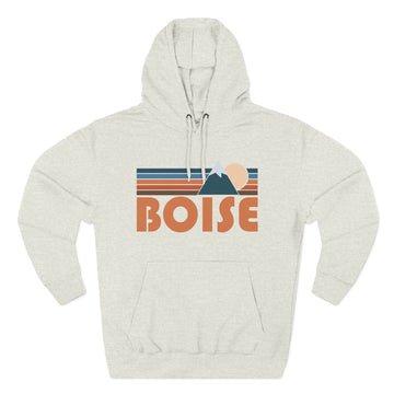 Buy oatmeal-heather Boise, Idaho Hoodie - Retro Mountain Unisex Sweatshirt