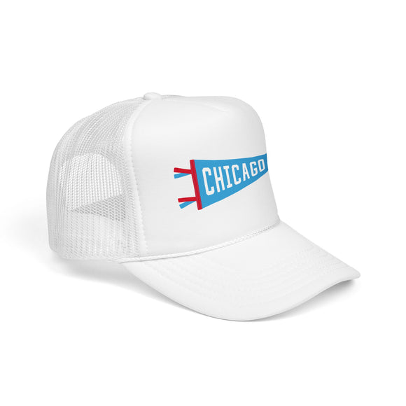 Chicago, Illinois Pennant Trucker Hat — Retro Flag Foam Cap