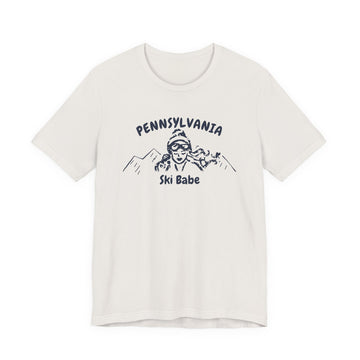 Buy vintage-white Pennsylvania Ski Babe T‑Shirt - Retro Skiing Graphic Tee