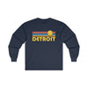 Detroit, Michigan Long Sleeve Shirt - Retro Unisex Shirt