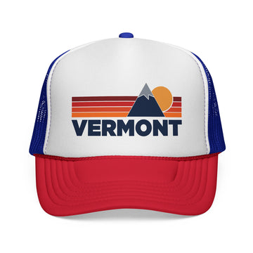 Vermont Retro Mountains Trucker Hat - Vintage Style Vermont Cap