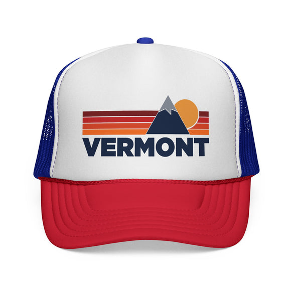 Vermont Retro Mountains Trucker Hat - Vintage Style Vermont Cap