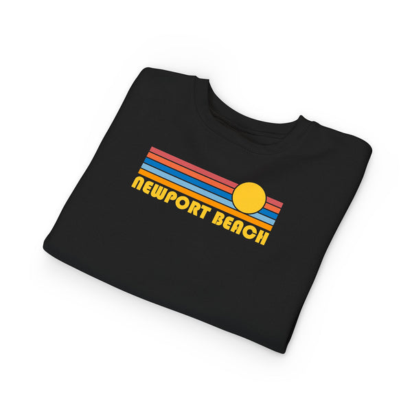 Newport Beach, California Toddler Sweatshirt - Retro Sun Newport Beach Toddler Crewneck Sweatshirt