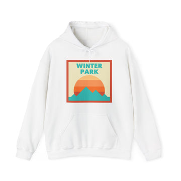 Buy white Winter Park, Colorado Mountain Sun Hoodie - Unisex Hooded Sweatshirt, Travel Sweatshirt, Sunset