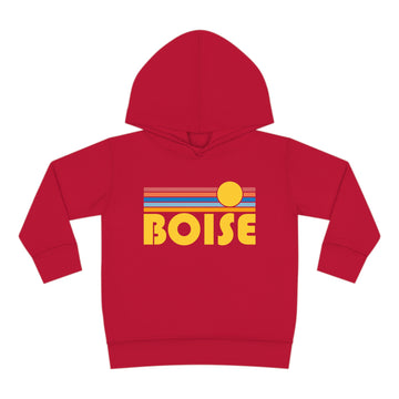 Buy vintage-red Boise, Idaho Toddler Hoodie - Retro Sunrise Unisex Boise Toddler Sweatshirt