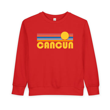 Buy red Cancun, Mexico Toddler Sweatshirt - Retro Sun Cancun Toddler Crewneck Sweatshirt