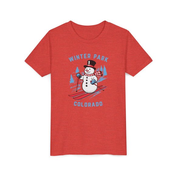 Winter Park, Colorado Youth Skiing Snowman Tee - Kids Winter Park T Shirt