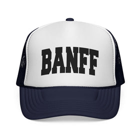 Buy dark-navy Banff, Canada Collegiate Style Trucker Hat