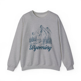 Buy sport-grey Wyoming Sweatshirt - Mountain Illustration Graphic Crewneck