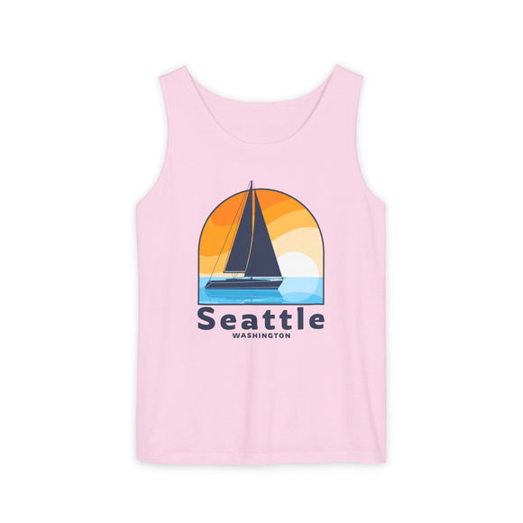 Seattle, Washington Sailboat Tank Top | Comfort Colors 100% Cotton