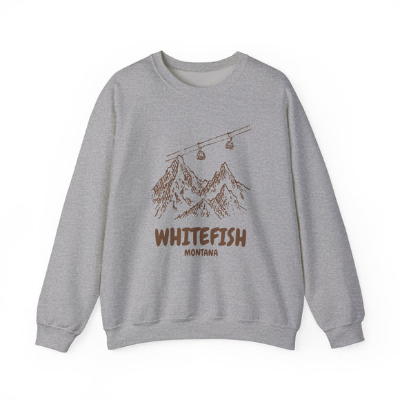 Whitefish, Montana Mountain Gondola Sweatshirt, Travel Graphic