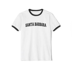 Buy white-black Santa Barbara, California Cotton Ringer Graphic Tee - Unisex Santa Barbara T Shirt, Vintage Style Tee, Men's/Women's Tee