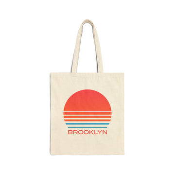 Brooklyn, New York Retro 80s Cotton Canvas Brooklyn Tote Bag - Retro Sunset