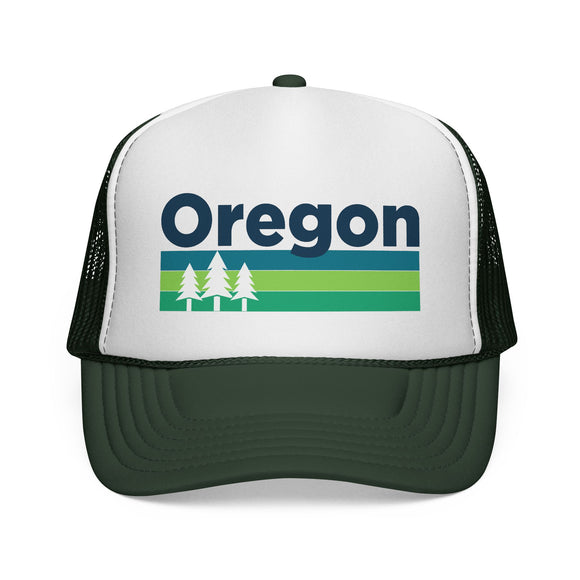 Oregon Retro Trees Trucker Hat - Vintage Style Oregon Cap