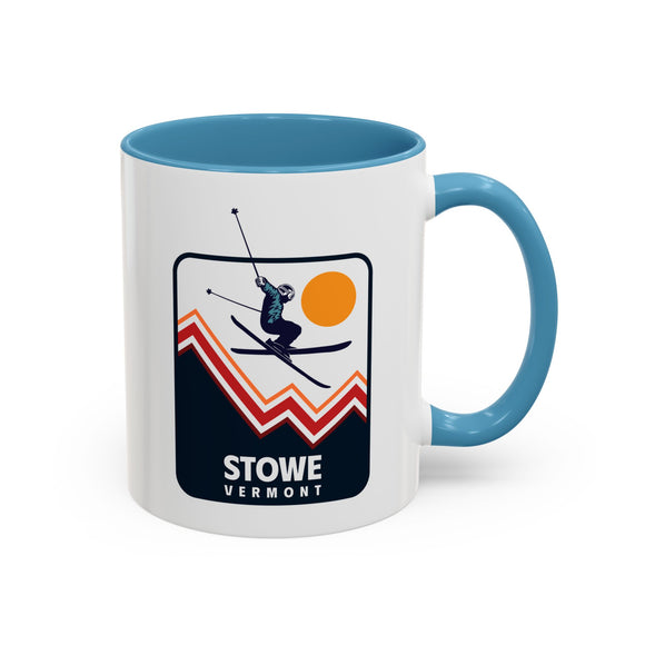 Stowe, Vermont Retro Snow Skiing Mountain 11 oz Mug, Ski Lodge Decor Coffee Cup, Mountain Lover Gift, Retro Skiing Mug