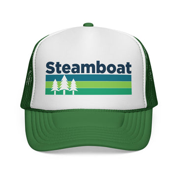Steamboat Springs, Colorado Retro Trees Trucker Hat - Vintage Style Steamboat Springs Cap - 0