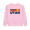 Utah Toddler Sweatshirt - Retro Sun Utah Toddler Crewneck Sweatshirt