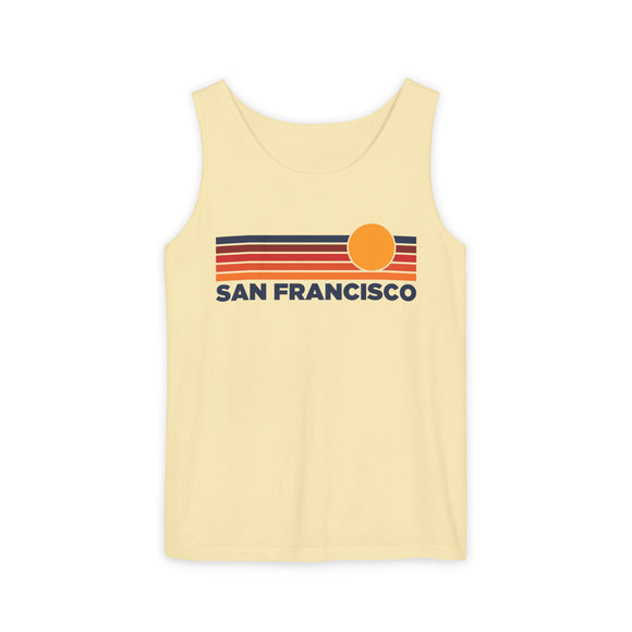 San Francisco, California Retro Sunstripe Tank Top | Comfort Colors - 100% Cotton