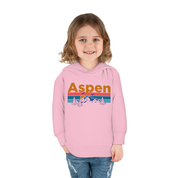 Aspen Toddler Hoodie - Retro Mountain Sun Unisex Aspen Toddler Sweatshirt