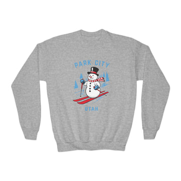 Park City, Utah Youth Crewneck Sweatshirt - Ski Snowman Unisex Kid's Park City, Utah Sweatshirt - 0