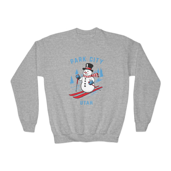 Park City, Utah Youth Crewneck Sweatshirt - Ski Snowman Unisex Kid's Park City, Utah Sweatshirt