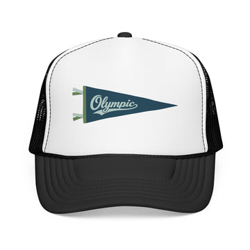 Buy black-white Olympic National Park Pennant Trucker Hat — Vintage Foam Mesh Cap