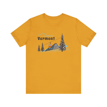 Buy mustard Vermont T-Shirt - Retro Ski Mountain Gondola Unisex Vermont Shirt