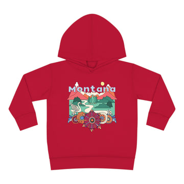 Buy vintage-red Montana Toddler Hoodie - Boho Mountain Unisex Montana Toddler Sweatshirt