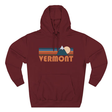 Buy burgundy Vermont Hoodie - Retro Mountain Unisex Sweatshirt