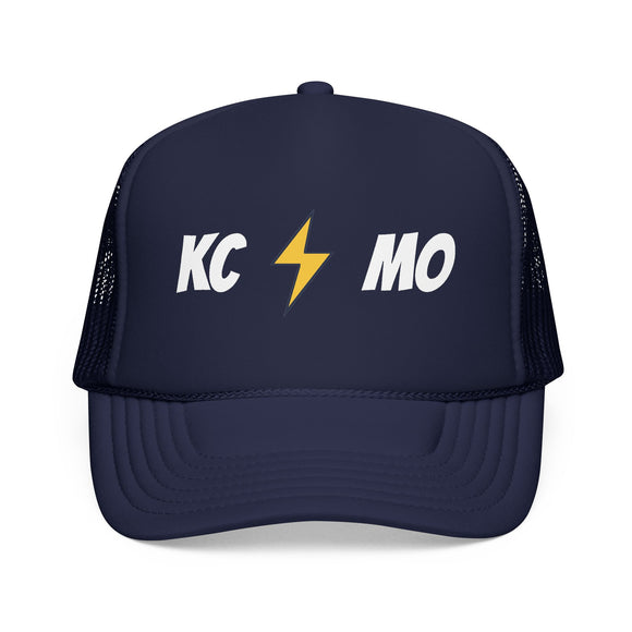 Kansas City, Missouri Retro Trucker Hat - Lightning Foam Cap - Lightning Black