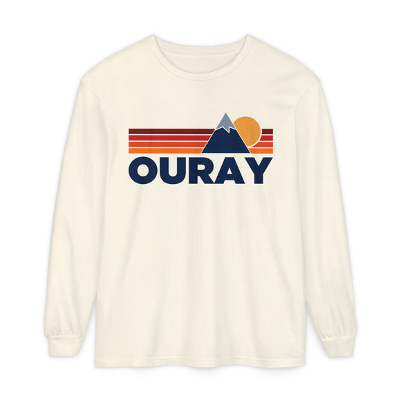 Ouray, Colorado Long Sleeve T-Shirt Retro Mountain, Unisex Ouray Unisex Garment-dyed Long Sleeve T-Shirt