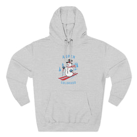 Premium Aspen, Colorado Skiing Snowman Hoodie - 0