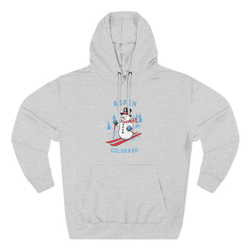 Premium Aspen, Colorado Skiing Snowman Hoodie - 0