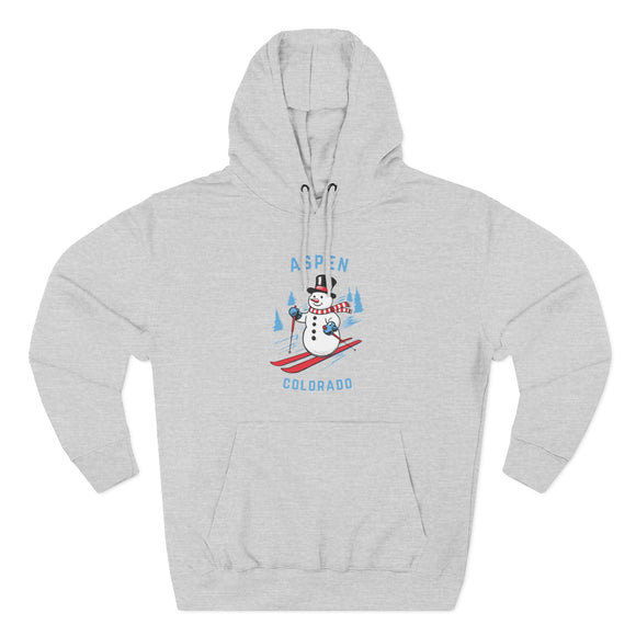 Premium Aspen, Colorado Skiing Snowman Hoodie