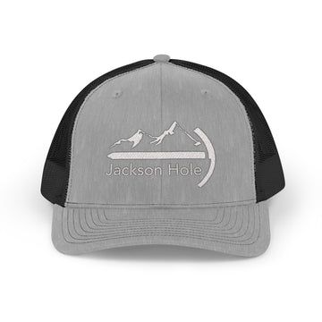 Buy heather-grey-black Jackson Hole, Wyoming Snapback Trucker Cap - Embroidered Jackson Hole Hat
