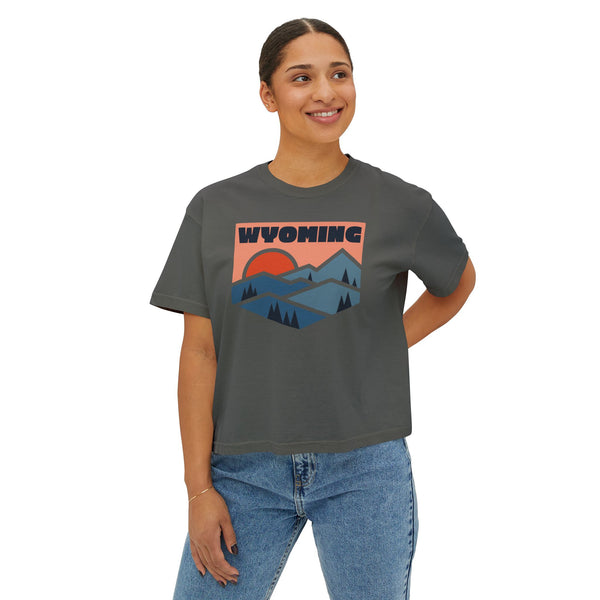 Women's Wyoming Boxy Graphic Tee - Slightly Cropped