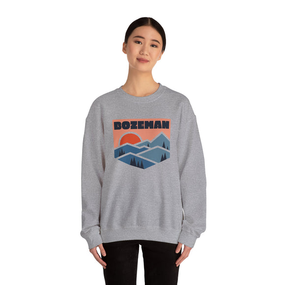 Bozeman, Montana Sweatshirt Retro Mountains, Bozeman Unisex Graphic Crewneck