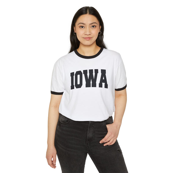 Iowa Cotton Ringer Graphic Tee - Unisex Iowa T Shirt, Vintage Style Tee, Men's/Women's Tee