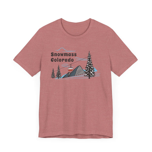 Snowmass, Colorado T-Shirt - Retro Ski Mountain Gondola Unisex Snowmass Shirt