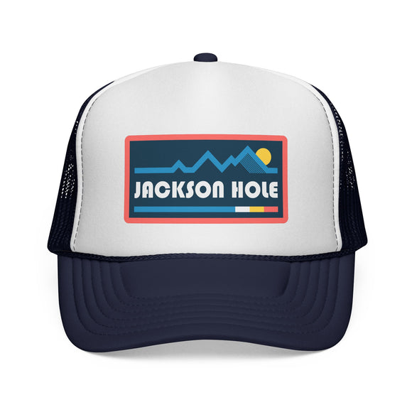 Jackson Hole, Wyoming Retro Mountains Trucker Hat - Vintage Style Jackson Hole Cap