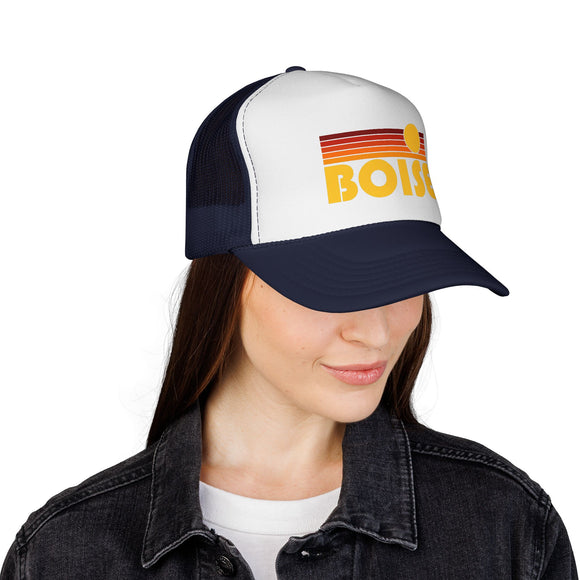 Boise, Idaho Retro Sun Trucker Hat - Vintage Style Boise Cap