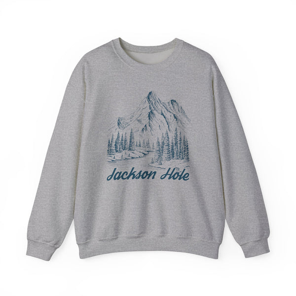 Jackson Hole, Wyoming Sweatshirt - Mountain Illustration Graphic Crewneck