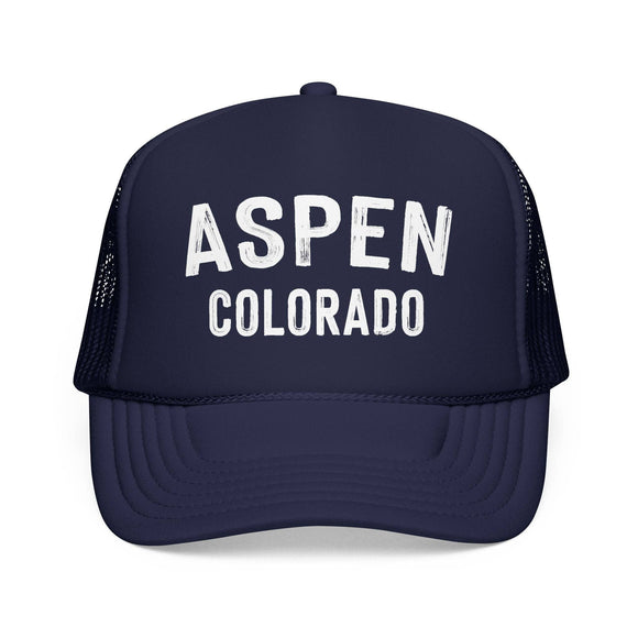 Kids Aspen, Colorado Trucker Hat - Youth Snapback Cap on white background