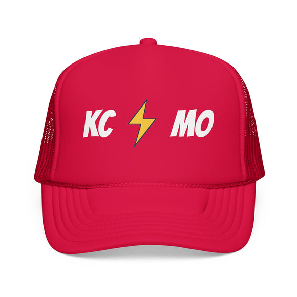 Kansas City, Missouri Retro Trucker Hat - Lightning Foam Cap - Lightning Black