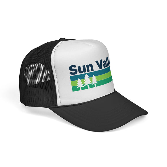Sun Valley, Idaho Retro Trees Trucker Hat - Vintage Style Sun Valley Cap